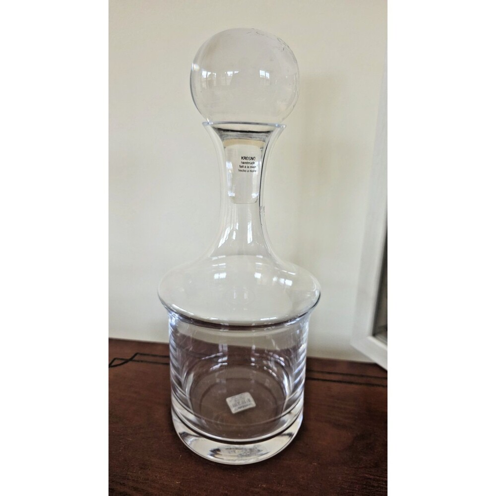 Crate and Barrel Krosno Poland Tino Decanter And Stopper Modern NEW